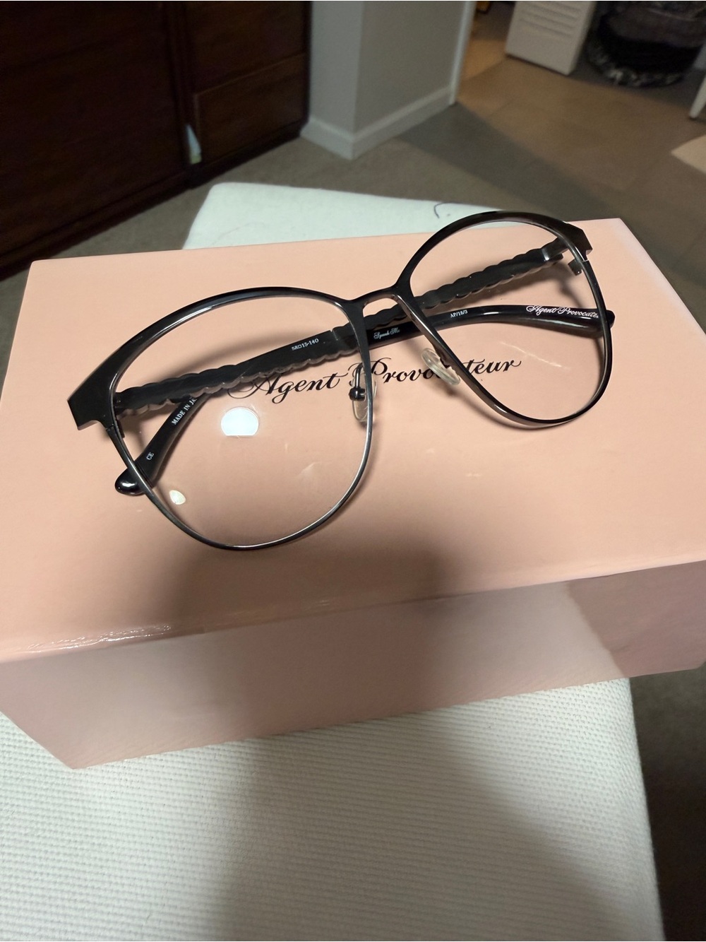 Agent Provocateur Black Round Metal Eyewear with Subtle Silver Accents